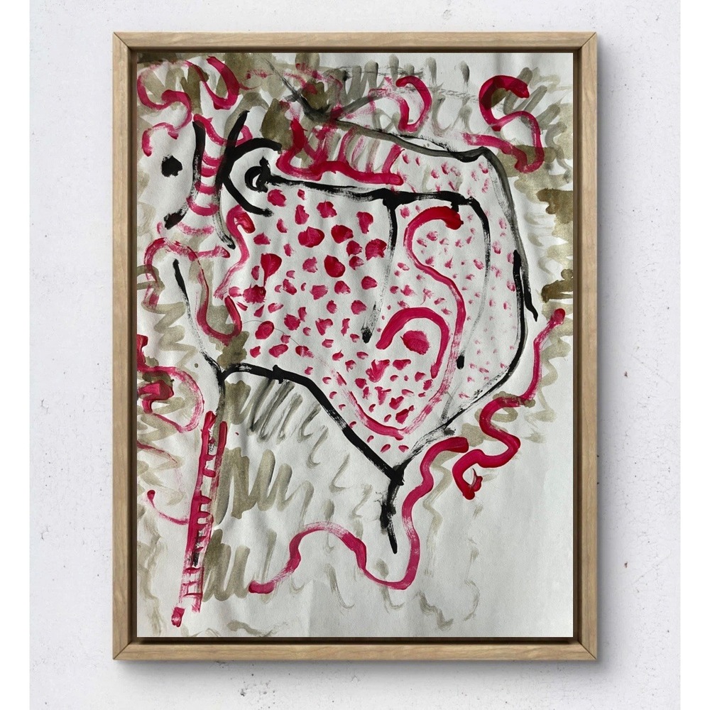OMAN Contemporary Abstract Painting Biomorphic Labyrinth Original Artwork 8.5x11